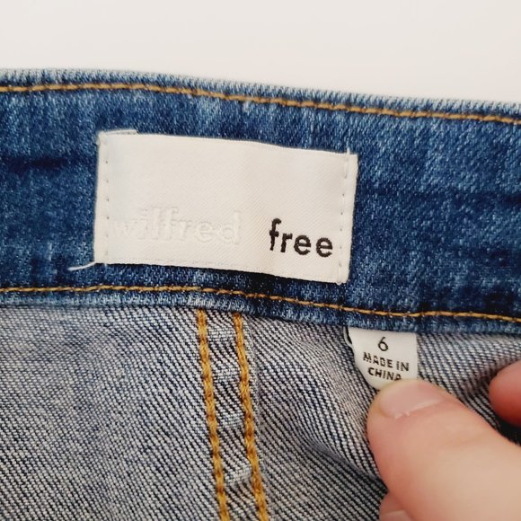 ARITZIA WILFRED FREE Blue Denim A-Line Side Zip Mini Skirt - Picture 6 of 10